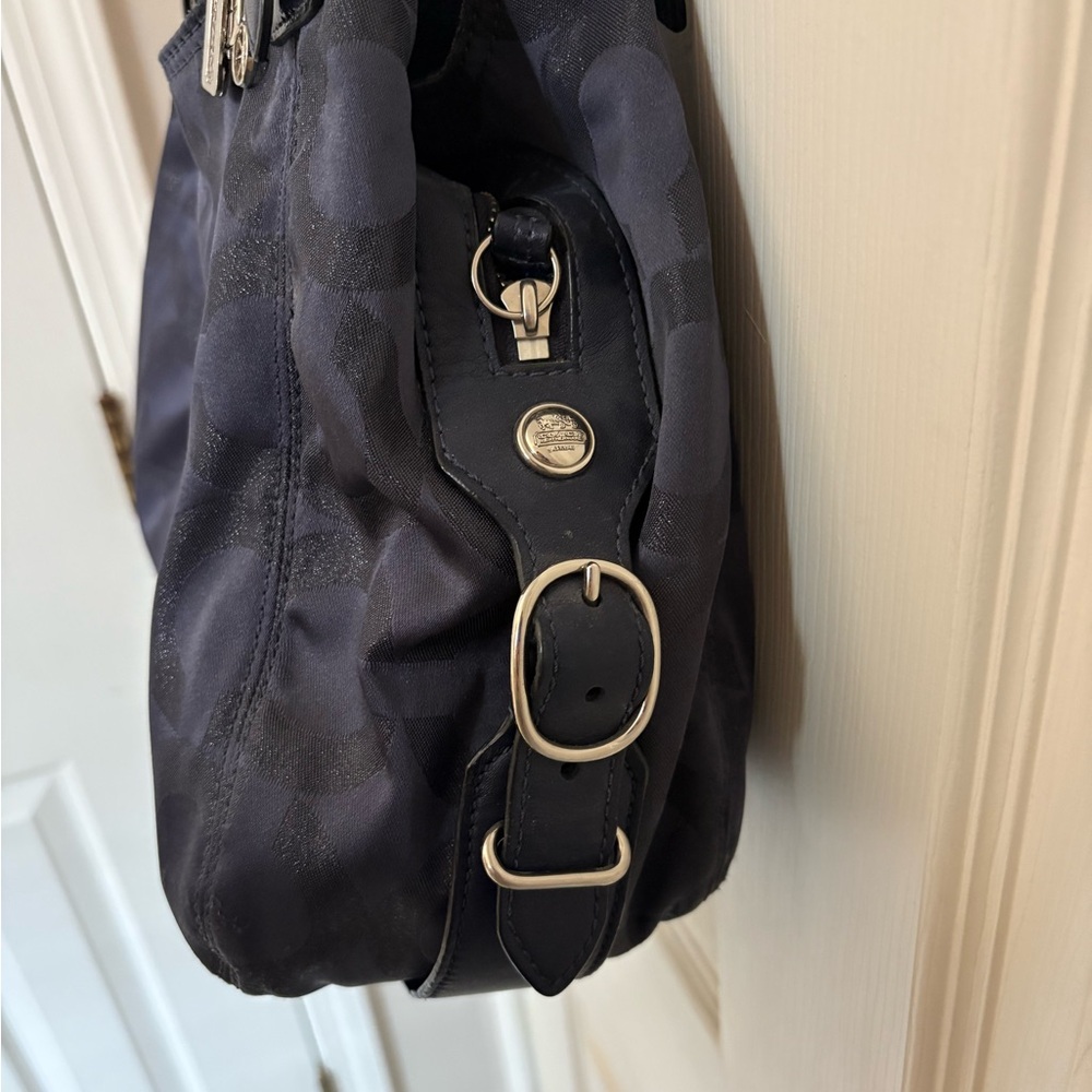 COACH Maggie Shoulder Bag in Navy with Silver Hardware - Picture 6 of 11